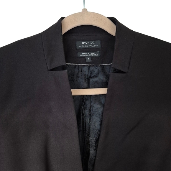 RW&CO Black Tailored Blazer Split Collar One Button Closure - Picture 3 of 9